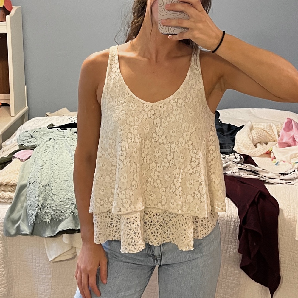 Off white lace tank top